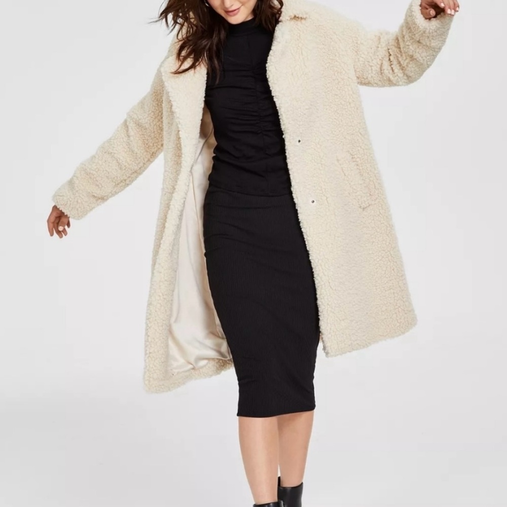 BCBGeneration NWT long teddy coat cream sz M